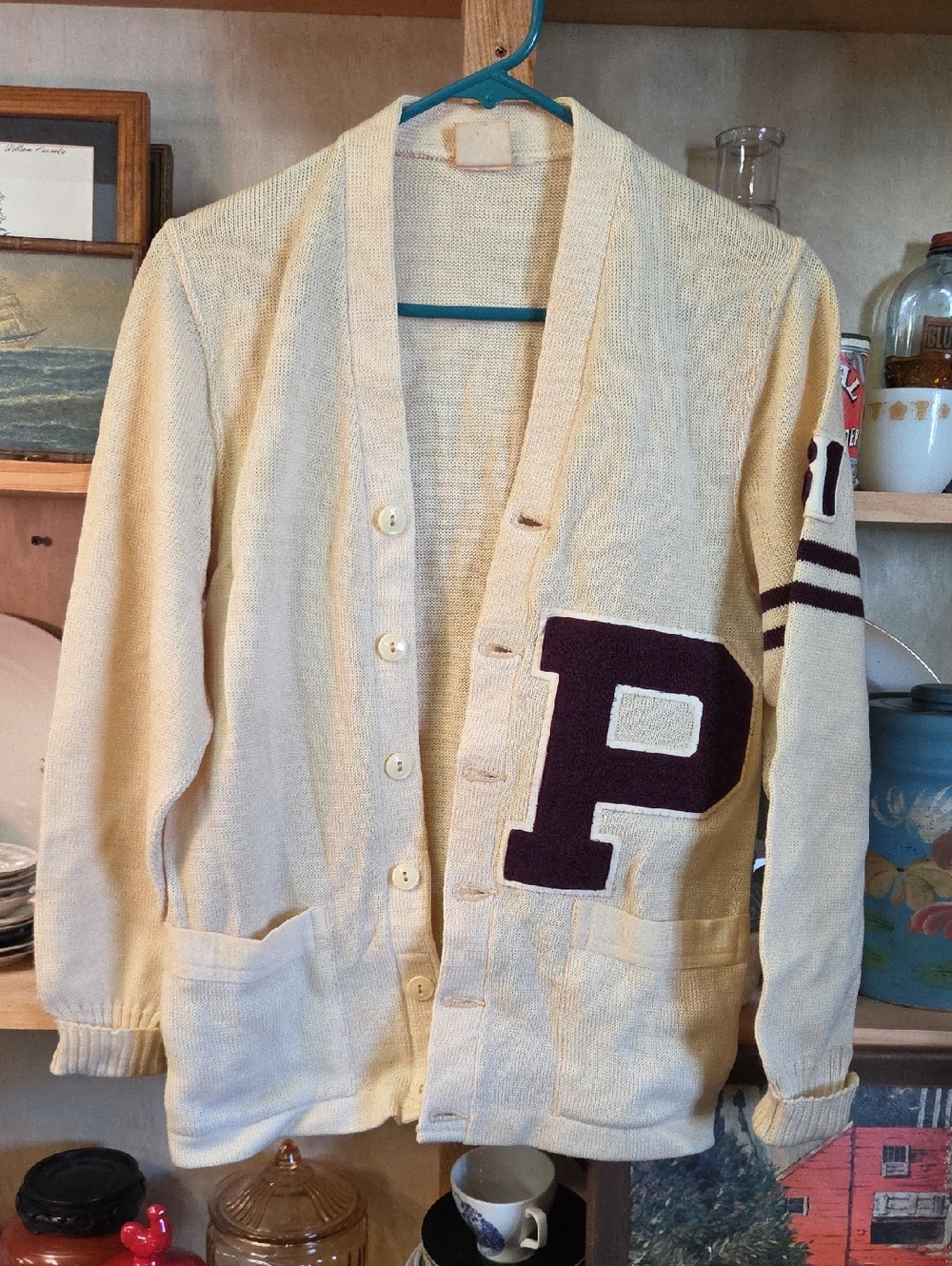 Vintage Academia Varsity Cardigan Sweater (need cleaning)